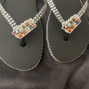 Black Jeweled Flip Flops with Colorful Star Wars Charms